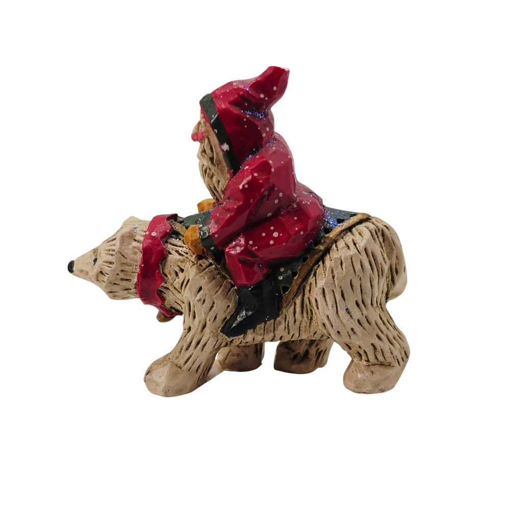 Midwest of Cannon Falls Santa Riding Polar Bear Figurine Christmas Resin Decor